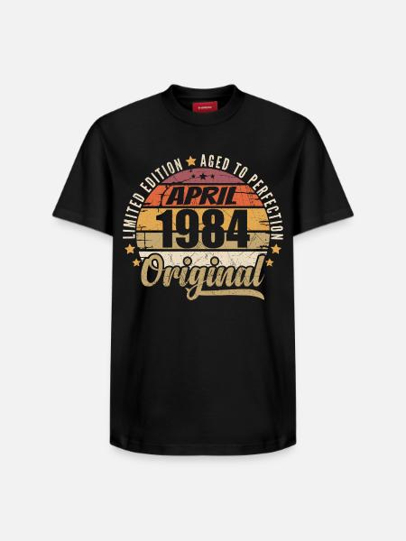 April 1984 Birthday Gift - Relaxed Unisex Supima Cotton T-Shirt – by SPREAD - black