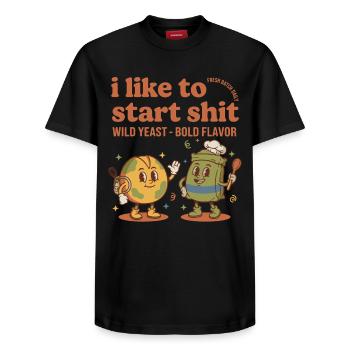 Pâtissier de pain à l’ère du levain en bocal, boulanger - T-shirt unisexe décontracté en coton Supima – de SPREAD - noir - Devant - AI Model Female 172 light (172cm) & AI Model Male 178 light (178cm)