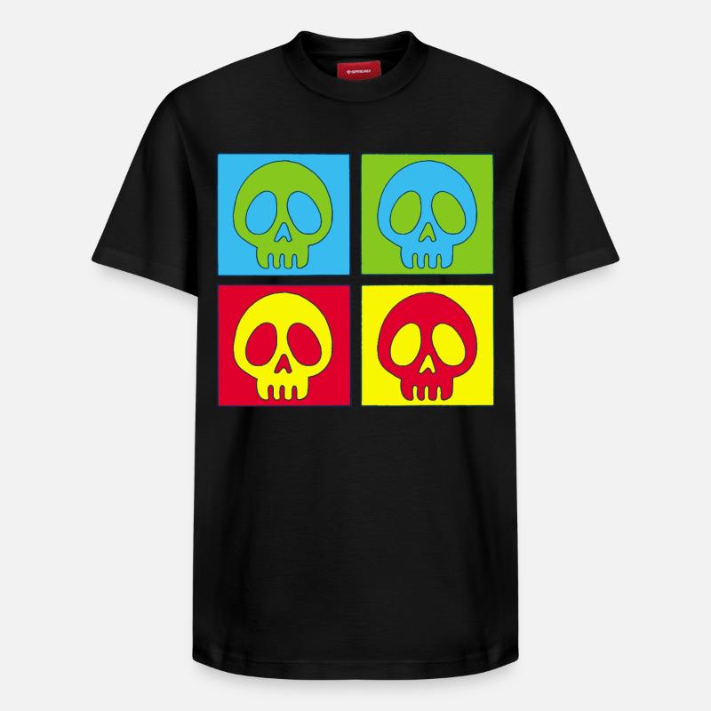 Crânes et quadrichromie - T-shirt unisexe décontracté en coton Supima – de SPREAD - noir