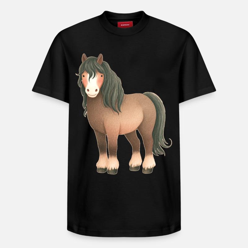 Pferd - Relaxed Unisex Supima Cotton T-Shirt – von SPREAD - Schwarz