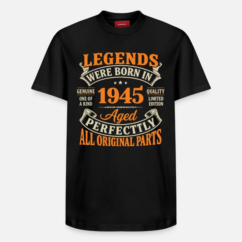 Legenden wurden 1945 perfekt gealtert - Relaxed Unisex Supima Cotton T-Shirt – von SPREAD - Schwarz