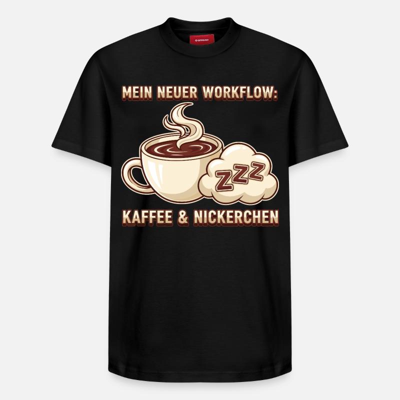 Kaffee Nickerchen Workflow - Relaxed Unisex Supima Cotton T-Shirt – von SPREAD - Schwarz