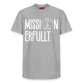 Cuisine MISSION ACCOMPLIE Amusement des amateurs de riz - T-shirt unisexe décontracté en coton Supima – de SPREAD - gris chiné - Devant - AI Model Female 172 dark (172cm) & AI Model Male 185 dark (185cm)