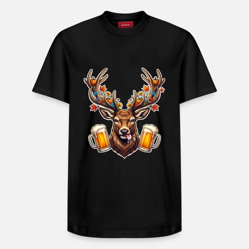Geweih Bier Motiv - Relaxed Unisex Supima Cotton T-Shirt – von SPREAD - Schwarz