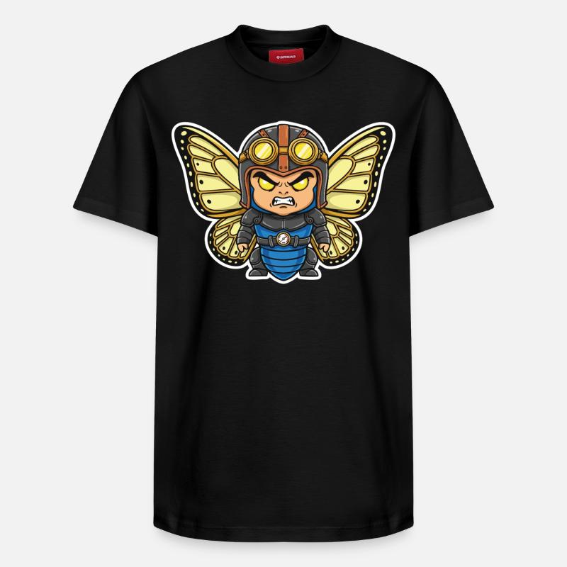 Papillon Aviateur Steampunk Armure Bleue - T-shirt unisexe décontracté en coton Supima – de SPREAD - noir