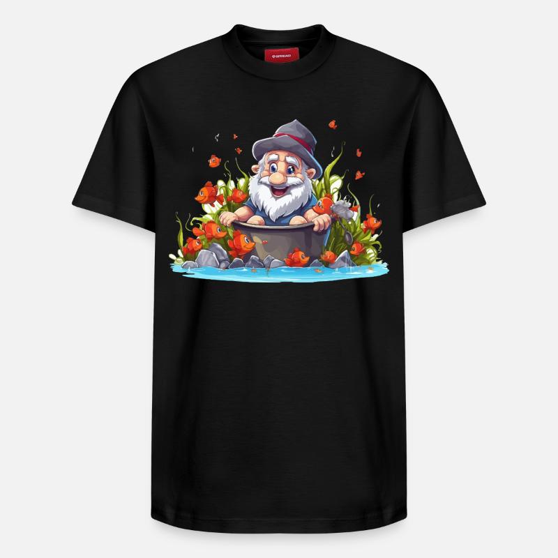 Gnom im Badetopf am Teich - Relaxed Unisex Supima Cotton T-Shirt – von SPREAD - Schwarz