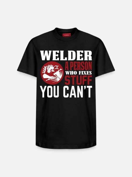 welder a person.... - Relaxed Unisex Supima Cotton T-Shirt – by SPREAD - black