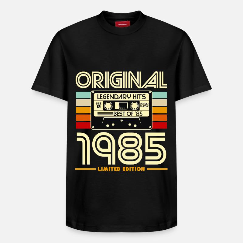 1985 Cassette Retro Légende Hits - T-shirt unisexe décontracté en coton Supima – de SPREAD - noir