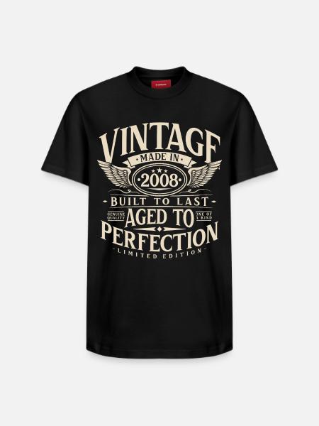 Vintage 2008 Vintage fødselsdag Retro Gave - Unisex T-shirt i Supima-bomuld med afslappet pasform – fra SPREAD - sort