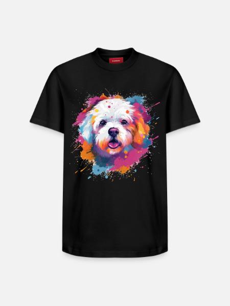 Bichon Fris Bunte Hundesplash-Kunst - Relaxed Unisex Supima Cotton T-Shirt – von SPREAD - Schwarz