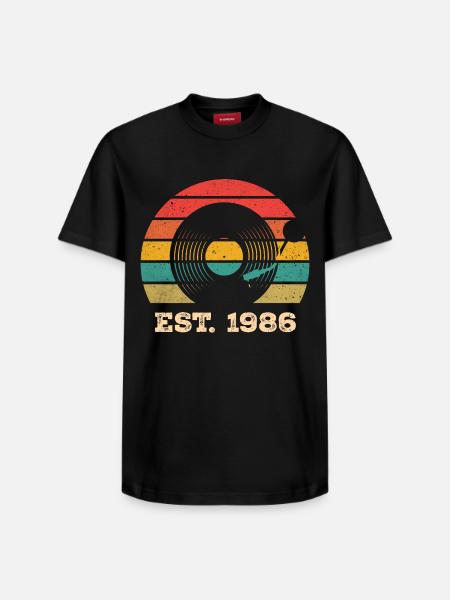 Millésime 1986 - T-shirt unisexe décontracté en coton Supima – de SPREAD - noir
