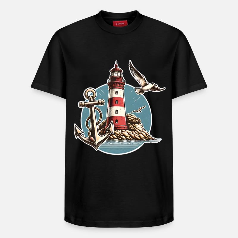 Leuchtturm - Relaxed Unisex Supima Cotton T-Shirt – von SPREAD - Schwarz