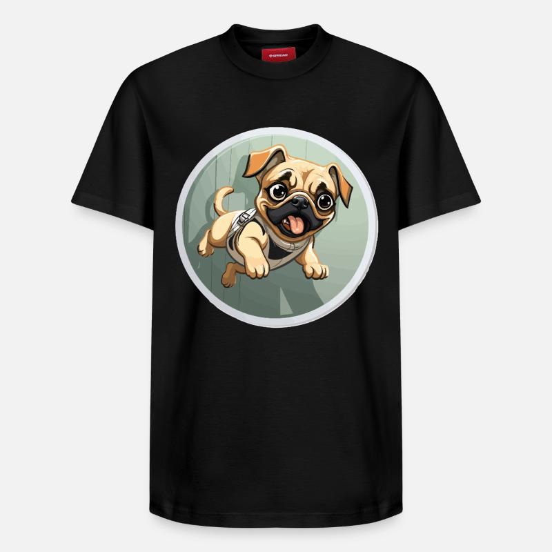 Squeaking Pug Sprinter - Relaxed Unisex Supima Cotton T-Shirt – by SPREAD - black
