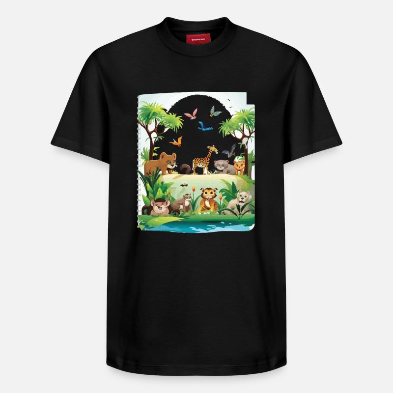 Parade de la faune sauvage - T-shirt unisexe décontracté en coton Supima – de SPREAD - noir