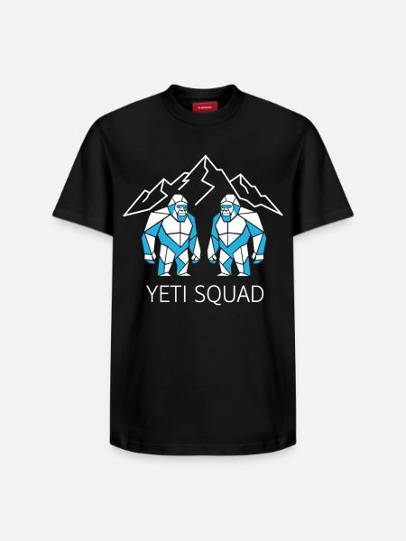 Yeti Squad Geometric Bigfoot Mountain - Relaxed Unisex Supima Cotton T-Shirt – by SPREAD - black