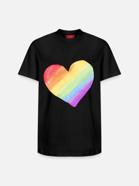 Regenbogen Aquarell Herz - Relaxed Unisex Supima Cotton T-Shirt – von SPREAD - Schwarz
