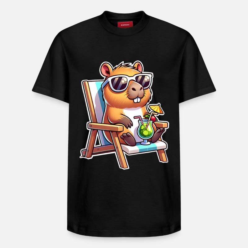 Capybara Chill - Relaxed Unisex Supima Cotton T-Shirt – von SPREAD - Schwarz