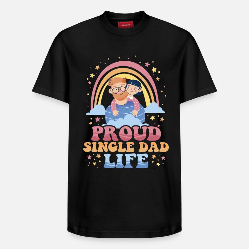 Père célibataire Père célibataire - T-shirt unisexe décontracté en coton Supima – de SPREAD - noir
