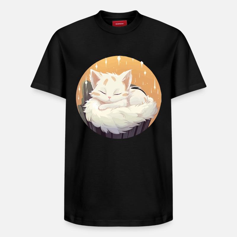 Chat endormi en cercle - T-shirt unisexe décontracté en coton Supima – de SPREAD - noir