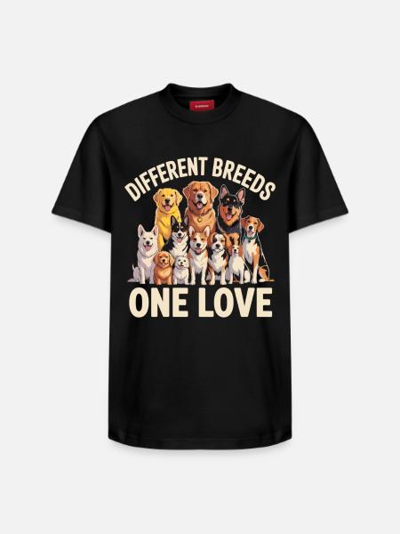 Different Breeds One Love Hunde - Relaxed Unisex Supima Cotton T-Shirt – von SPREAD - Schwarz