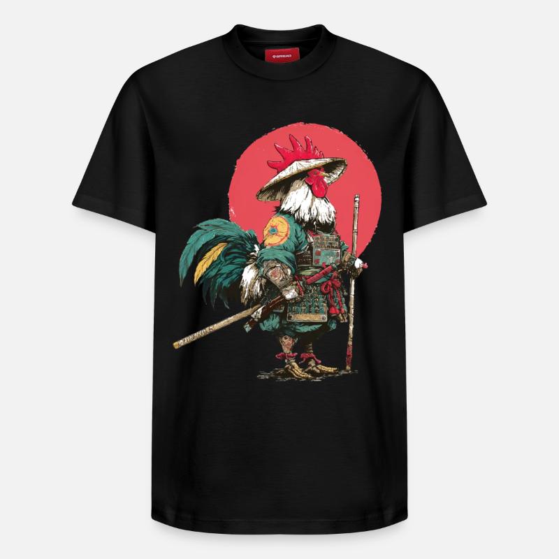 Hahn-Samurai in Rüstung - Relaxed Unisex Supima Cotton T-Shirt – von SPREAD - Schwarz
