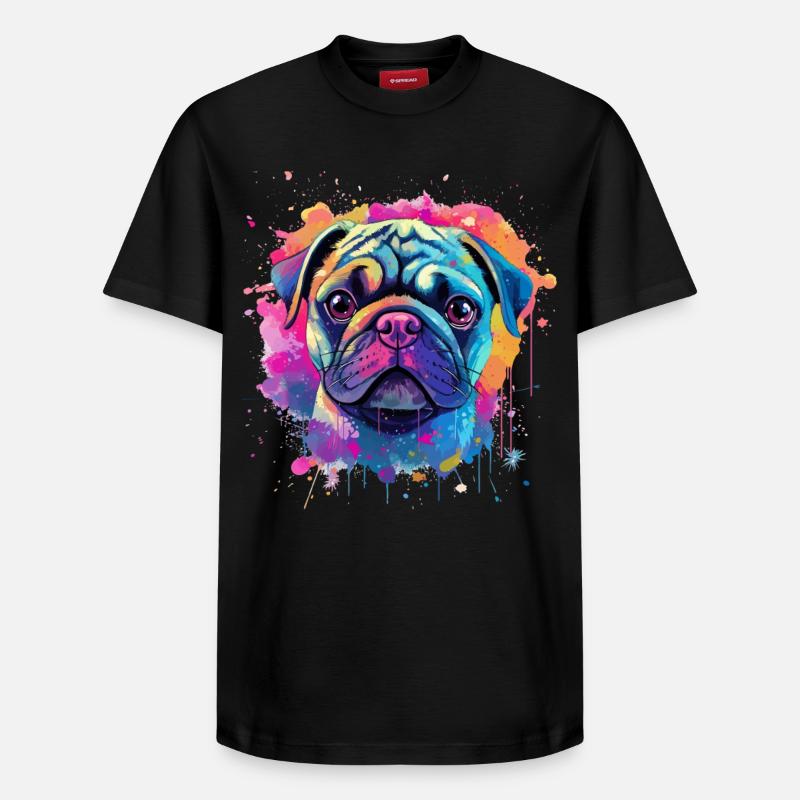 Lebendiges Mops-Splash-Porträt - Relaxed Unisex Supima Cotton T-Shirt – von SPREAD - Schwarz