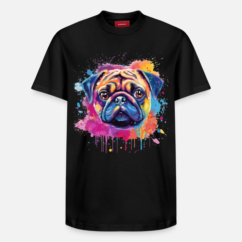 Lebendiges Mops-Splash-Porträt - Relaxed Unisex Supima Cotton T-Shirt – von SPREAD - Schwarz