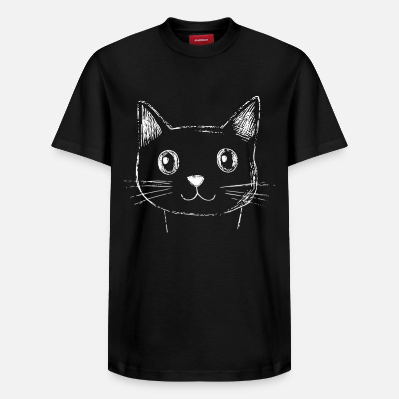 Cat Face Sketch - Relaxed Unisex Supima Cotton T-Shirt – by SPREAD - black