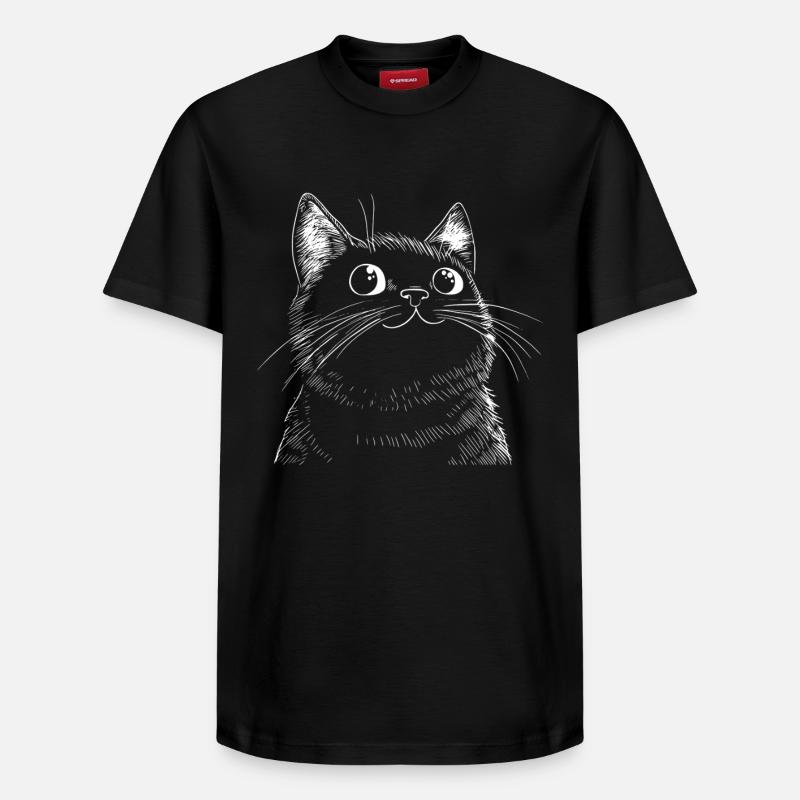 Sketch drôle de chat - T-shirt unisexe décontracté en coton Supima – de SPREAD - noir