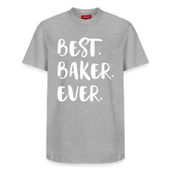Best Baker Ever Beste Bäckerin Aller Zeiten - Relaxed Unisex Supima Cotton T-Shirt – by SPREAD - heather grey - Front - AI Model Female 172 dark (172cm) & AI Model Male 185 dark (185cm)