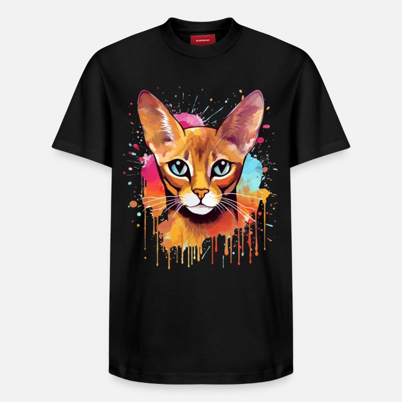 Bunte Spritzkunst-Abessinerkatze - Relaxed Unisex Supima Cotton T-Shirt – von SPREAD - Schwarz
