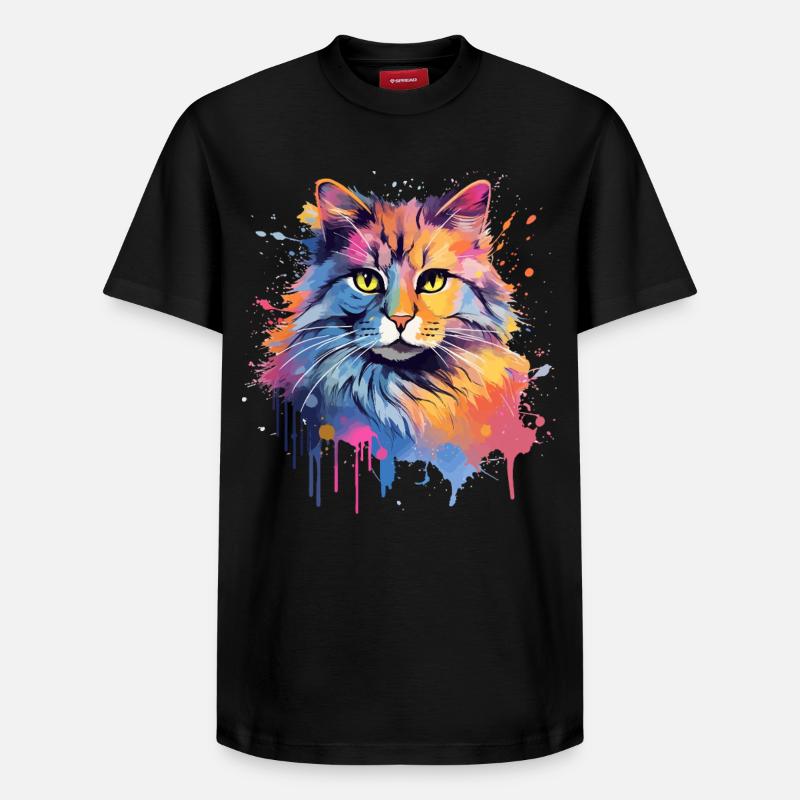 American Bobtail Cat Face - Relaxed Unisex Supima Cotton T-Shirt – by SPREAD - black