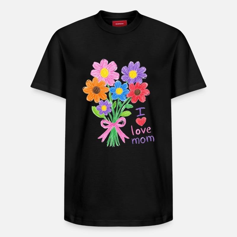 Bouquet Crayonné pour Maman - T-shirt unisexe décontracté en coton Supima – de SPREAD - noir