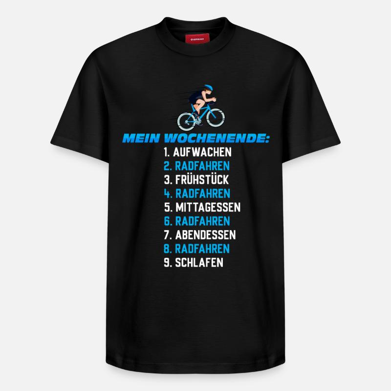 Mein Wochenend-Plan: Radfahren Nonstop - Relaxed Unisex Supima Cotton T-Shirt – von SPREAD - Schwarz