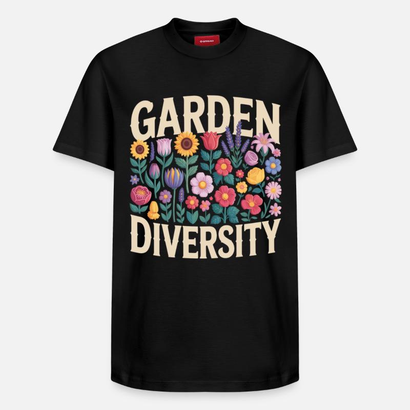Jardin Diversité Florale - T-shirt unisexe décontracté en coton Supima – de SPREAD - noir
