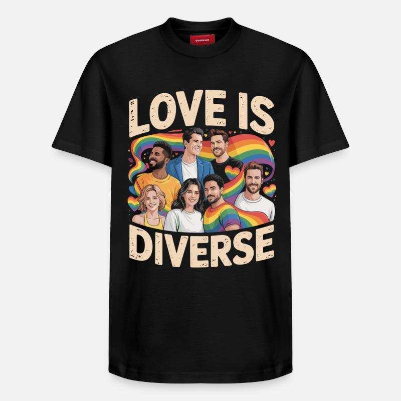 Love Is Diverse Pride Regenbogen - Relaxed Unisex Supima Cotton T-Shirt – von SPREAD - Schwarz