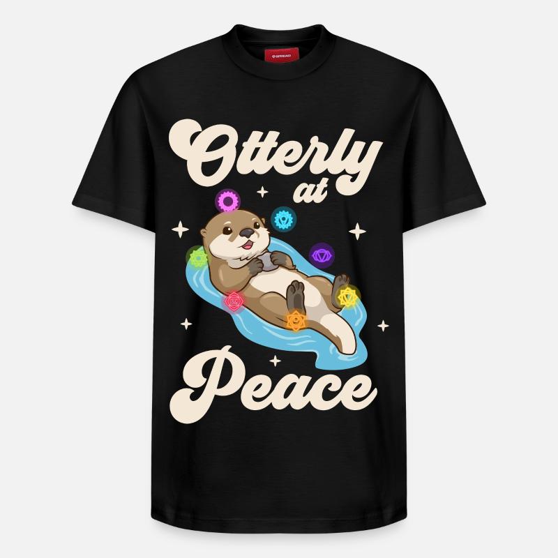 Otter Frieden - Chakra Harmonie - Relaxed Unisex Supima Cotton T-Shirt – von SPREAD - Schwarz