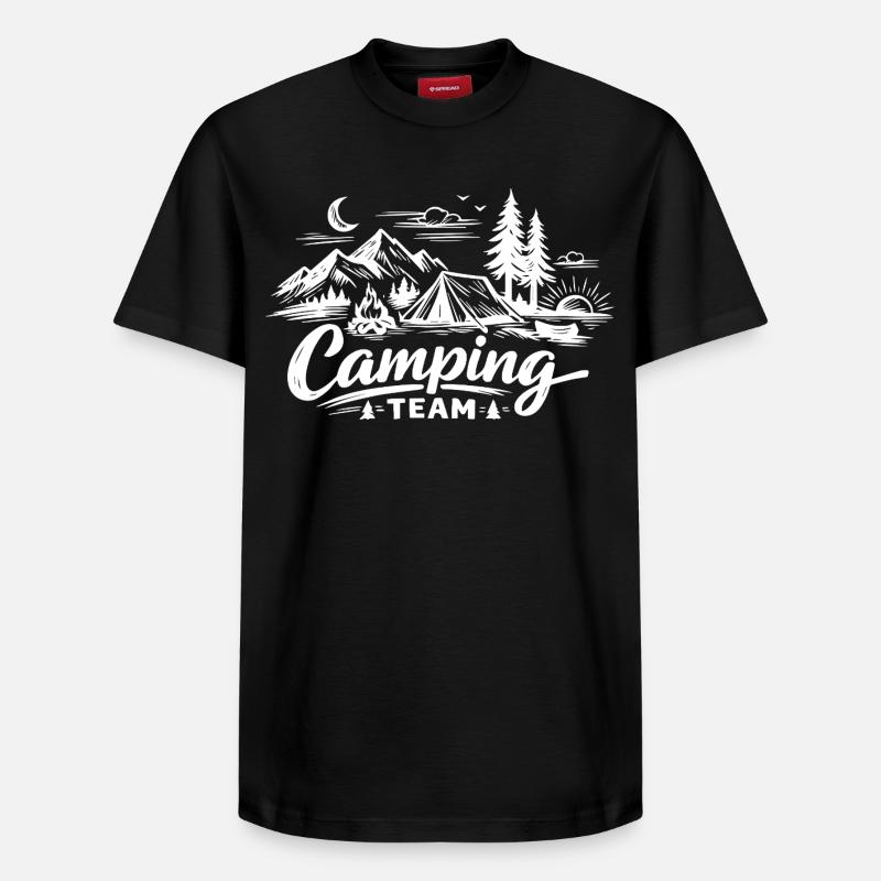 Tente d’équipe de camping - T-shirt unisexe décontracté en coton Supima – de SPREAD - noir