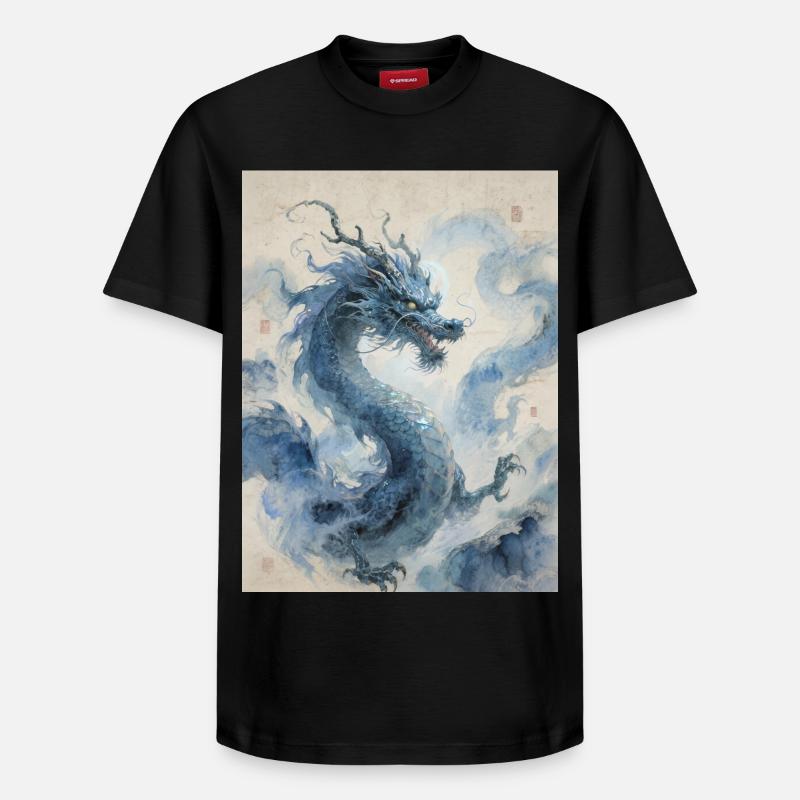 L'Apothéose Céleste : Dragon Bleu – Infinité - T-shirt unisexe décontracté en coton Supima – de SPREAD - noir