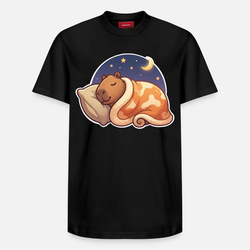 Capybara Schlafen - Relaxed Unisex Supima Cotton T-Shirt – von SPREAD - Schwarz