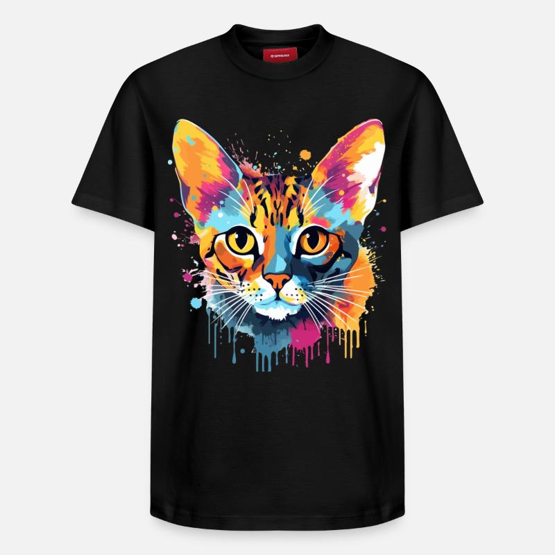 Bunte Bengal-Katzengesicht-Splash-Art - Relaxed Unisex Supima Cotton T-Shirt – von SPREAD - Schwarz
