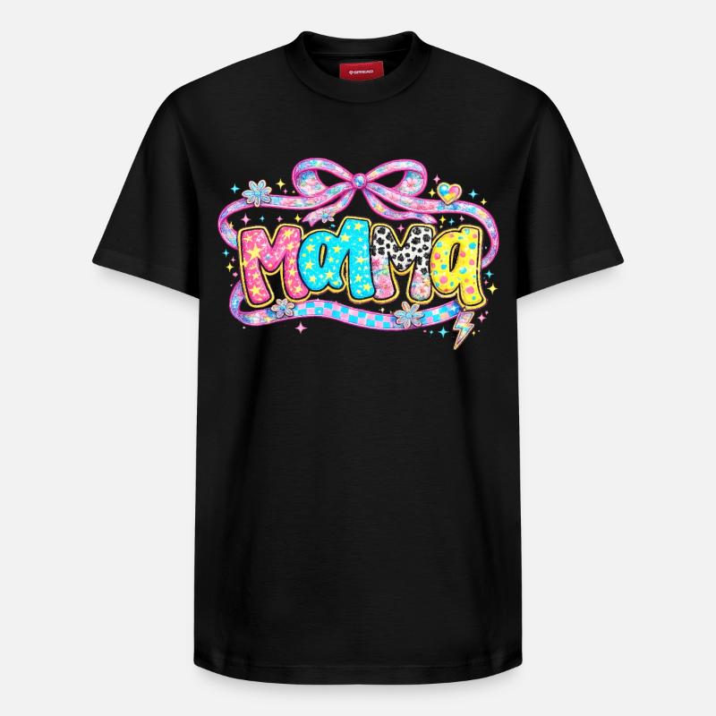 Mama-Geschenk: Retro Mama-Optik und Glitzer - Relaxed Unisex Supima Cotton T-Shirt – von SPREAD - Schwarz