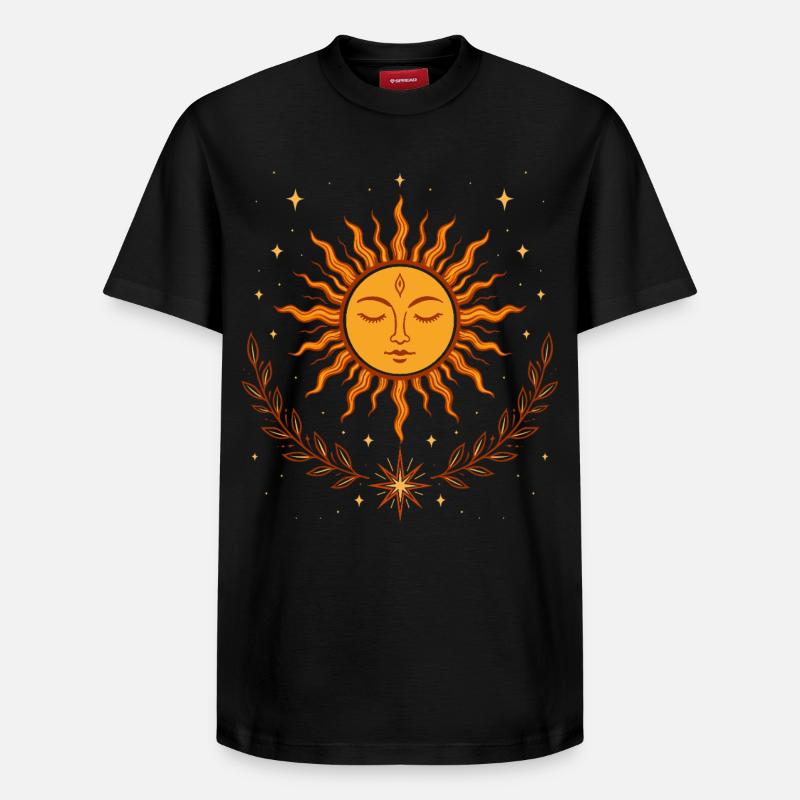 Mittsommer Sonne – Boho Symbol - Relaxed Unisex Supima Cotton T-Shirt – von SPREAD - Schwarz