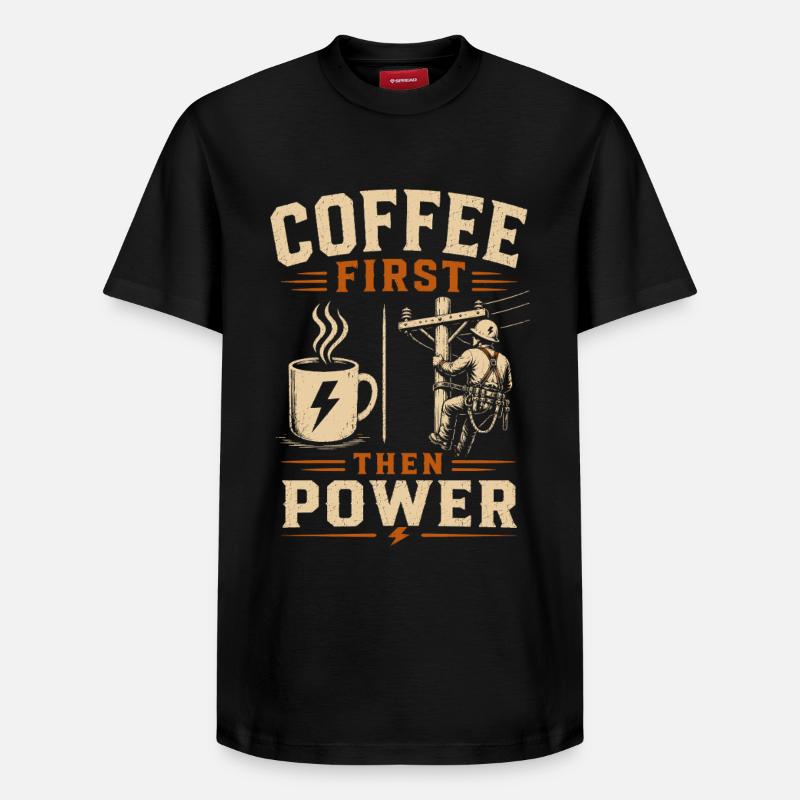 Stromleitung Kaffee Elektriker Technik - Relaxed Unisex Supima Cotton T-Shirt – von SPREAD - Schwarz