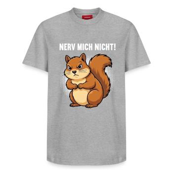 Nerv Mich Nicht Eichhörnchen Eichhorn Nagetier - Relaxed Unisex Supima Cotton T-Shirt – von SPREAD - Grau meliert - Vorne - AI Model Female 172 dark (172cm) & AI Model Male 185 dark (185cm)
