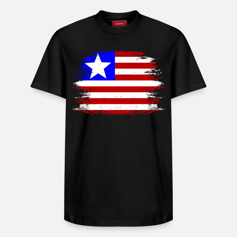 Liberia_Flagge_used - T-shirt unisexe décontracté en coton Supima – de SPREAD - noir