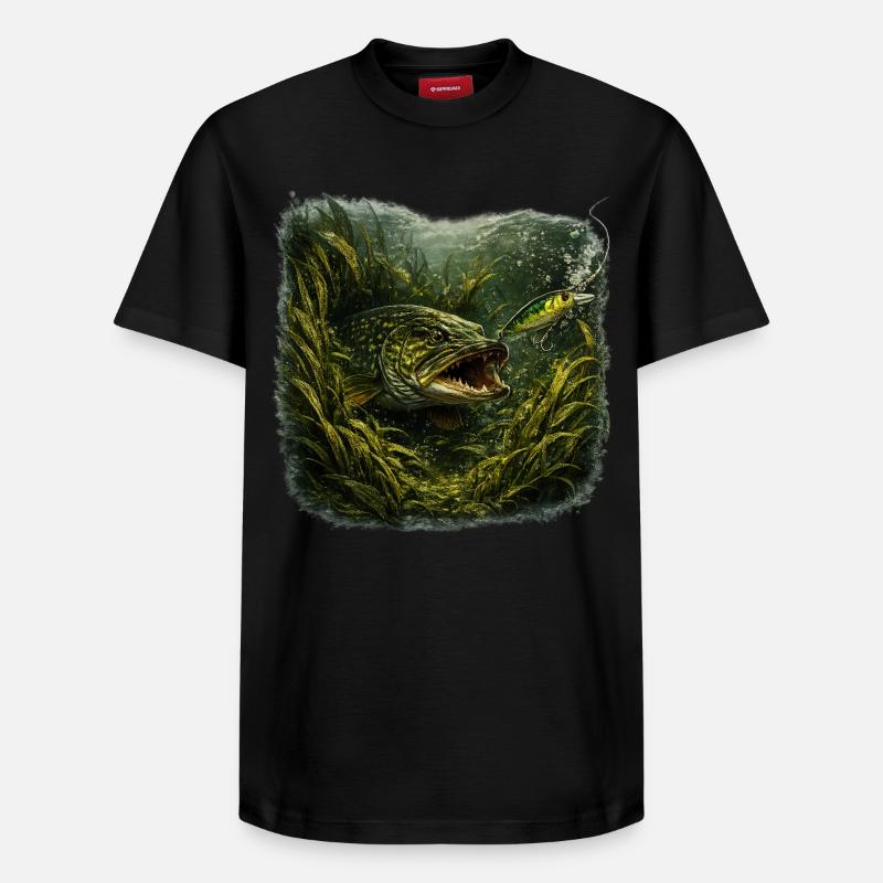 Hecht-Hinterhalt-Räuberfisch-Design - Relaxed Unisex Supima Cotton T-Shirt – von SPREAD - Schwarz