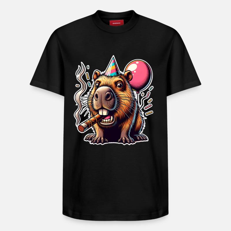 Fête de Capybara - T-shirt unisexe décontracté en coton Supima – de SPREAD - noir