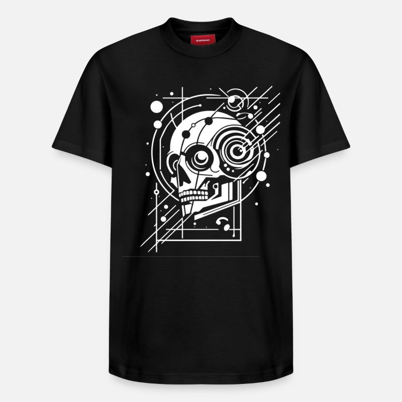 Cyber-Schädel Geometrie Neon - Relaxed Unisex Supima Cotton T-Shirt – von SPREAD - Schwarz
