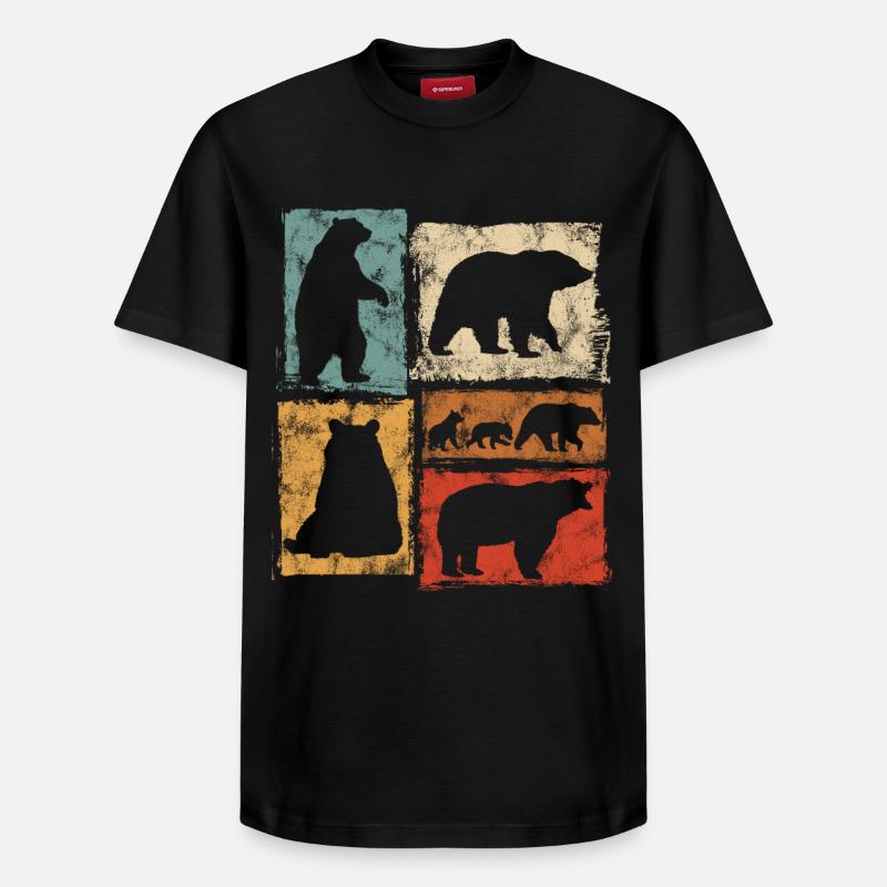 Bears Perspectives Imprimé rétro animalier - T-shirt unisexe décontracté en coton Supima – de SPREAD - noir